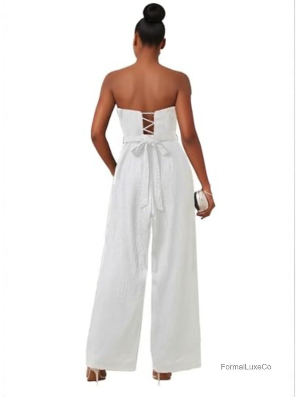 Sleeveless Wide Leg Jumpsuit Pleated Long Pants Romper with Pockets
